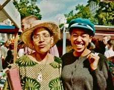 Audre Lorde with May Ayim at the Winterfeldmarkt, Berlin 1990