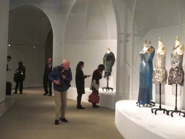 Bill Cunningham on the move at The Metropolitan Museum of Art Costume Institute Manus x Machina: Fashion in an Age of Technology press preview.
