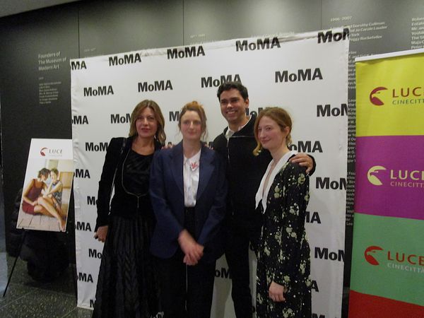 Rajendra Roy, the Celeste Bartos Chief Curator of Film at the Museum of Modern Art with Istituto Luce Cinecittà’s Camilla Cormanni, Alice Rohrwacher, and Alba Rohrwacher