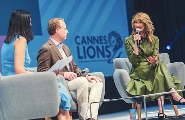 American actress Laura Dern in conversation with Vanity Fair Editor-in-Chief Radhika Jones and Robert Greenblatt, Chairman of WarnerMedia, at their session More is More: The Future of Prestige Content in the Streaming Age at last year’s Cannes Lions event