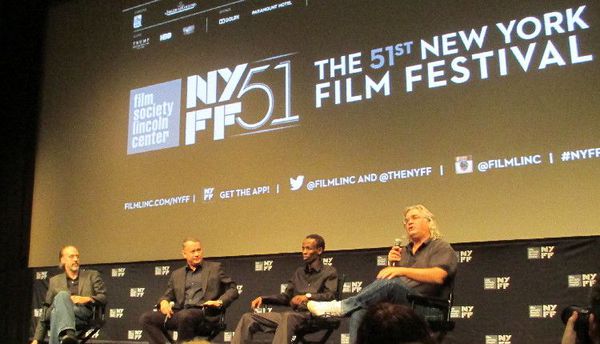 Kent Jones, Tom Hanks, Barkhad Abdi and Paul Greengrass at the New York Film Festival press conference for Captain Phillips
