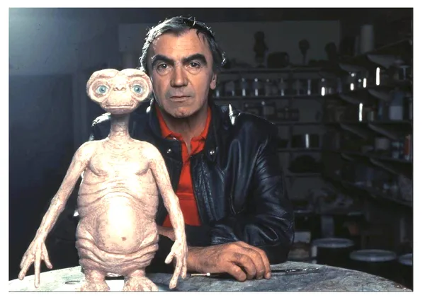 Three-time Academy Award winner Carlo Rambaldi with his model of E.T.