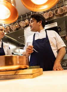 Chef Mauro Colagreco in Mirazur with former head chef Florencia Montes