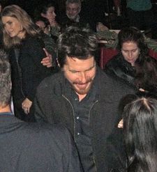 Christian Bale, Amy Adams and a seated W Magazine's Lynn Hirschberg