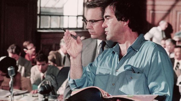 A youthful Oliver Stone directs Kevin Costner in JFK