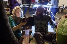 Aurora Fearnley working with David Gyasi on Pulsar