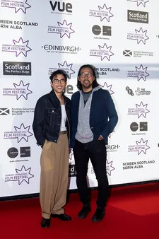 Justin H Min and Kogonada at EIFF's Closing Gala screening of After Yang