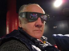 Ed Bahlman wearing 3D glasses for the Cunningham press screening at Film Forum
