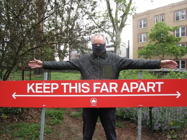 99 Records founder Ed Bahlman KEEP THIS FAR APART (face mask by Anne-Katrin Titze)