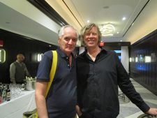 Ed Bahlman catching up with Thurston Moore in The Algonquin Oak Room