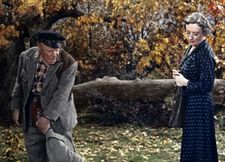 Edmund Gwenn as Captain Albert Wiles with Mildred Natwick as Miss Ivy Gravely in Alfred Hitchcock's The Trouble With Harry