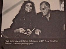 Faye Dunaway and Barbet Schroeder at the 25th New York Film Festival for Barfly.
