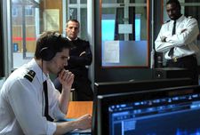 Chanteraide (François Civil), the "Golden Ear" being tested by the ALFOST of the French Navy (Mathieu Kassovitz) and D'Orsi (Omar Sy)