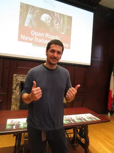 Gabriele Mainetti at the Open Roads: New Italian Cinema luncheon in New York