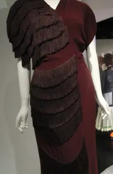Jessica Regan on Gilbert Adrian fringe dress: “He loved puff symmetry and layers of fringe, a choice that was in part because of the wartime restrictions …”