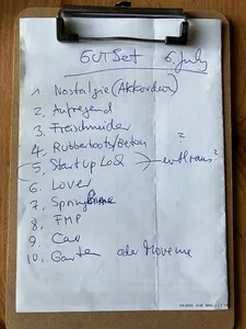 Gudrun Gut's (tentative) set list for July 6 when she opens for Kim Gordon