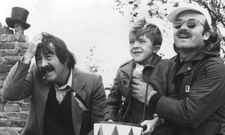 Günter Grass with David Bennent, Oskar in The Tin Drum, and Volker Schlöndorff