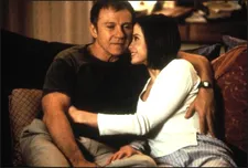 Paul Auster on Mira Sorvino as Celia Burns with Harvey Keitel's Izzy Maurer: "I thought Mira's performance is very good. There's something, as you say, in her face that's open."