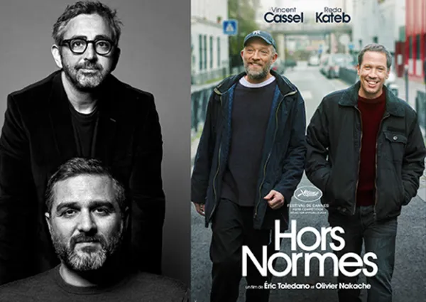 Olivier Nakache and Eric Toledano and the French poster for The Specials, which will close this year’s Cannes Film Festival.