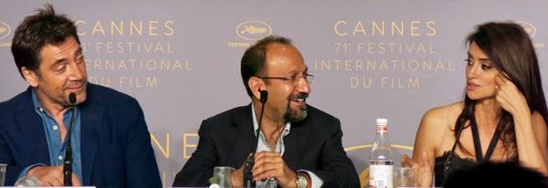 Javier Barden, Asghar Farhadi and Penélope Cruz