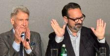 Hands up: Harrison Ford and James Mangold meet the media in Cannes