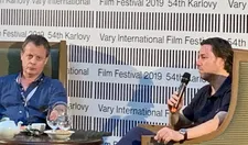 Chair Michael Gubbin (left) and Sony’s Dylan Leiner at the talks session at Karlovy Vary International Film Festival
