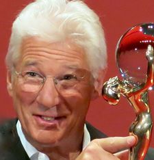 Globe trotter: Richard Gere proudly receives his Crystal Globe for career achievement at tonight’s opening (3 July) of the 50th anniversary edition of the Karlovy Vary International Film Festival