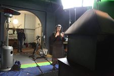 Isabel Peppard on the set of Morgana