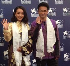 Yangshik Tso and Pema Tseden in Venice for the world premiere of Tharlo