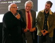 On stage at the opening of the Unifrance Rendez-vous with French Cinema: director Jean Becker, writer Jean-Loup Dabadie and actor Nicolas Duvauchelle