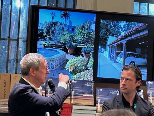 James Sanders with Matt Ducharme (of Woods Bagot) at the Rizzoli book launch in New York of Renewing The Dream: The Mobility Revolution And The Future Of Los Angeles