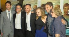 Co-President of RADiUS-TWC Jason Janego with Justin Lader, Charlie McDowell, Elisabeth Moss, Mark Duplass and Mel Eslyn on The One I Love red carpet.