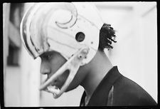 Jean-Michel Basquiat in Ram football helmet