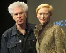 Jim Jarmusch with Tilda Swinton, whom Jeremy Thomas calls “an incredible woman.”
