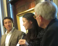 Free Solo and Meru directors Jimmy Chin and Elizabeth Chai Vasarhelyi with Tom Brokaw at 21 Club