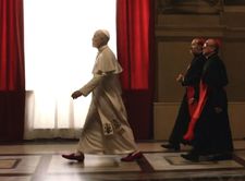 John Malkovich in the red shoes with Javier Cámara and Silvio Orlando in Paolo Sorrentino’s The New Pope