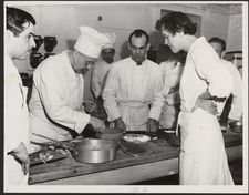 Julia Child with Chef Bugnard and students at Cordon Bleu