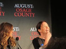 Julia Roberts cracks up Julianne Nicholson at the August: Osage County press day at the Essex Hotel on Central Park South