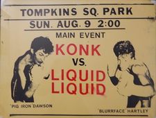 KONK vs. LIQUID LIQUID showdown in Tompkins Square Park, New York City, courtesy Ed Bahlman