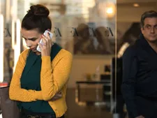 Orna (Liron Ben-Shlush) eyed by her boss Benny (Menashe Noy): "Every little detail of a relationship between women and men, when one is the superior - usually the man - has so much weight."