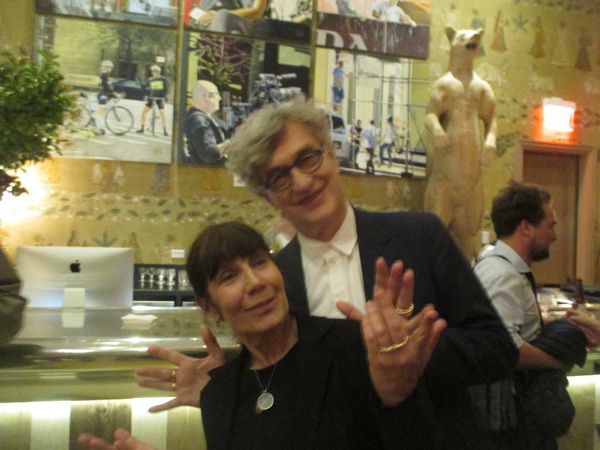 Wim Wenders with Lisa Rinzler, his cinematographer for ‪Pope Francis: A Man Of His Word‬ at The Whitby Hotel reception
