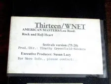 Ed Bahlman's Lou Reed: Rock and Roll Heart VHS cassette tape from Timothy Greenfield-Sanders