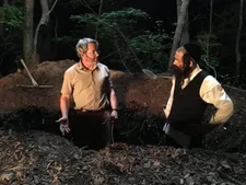 A grave Albert (Matthew Broderick) with Shmuel (Géza Röhrig) in Shawn Snyder’s To Dust