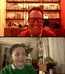 Michael Mayer with Anne-Katrin Titze on Anthony McCarten: “He was great to work with. He’s done musical movies [Bohemian Rhapsody, Whitney Houston: I Wanna Dance with Somebody], but never a stage musical.”