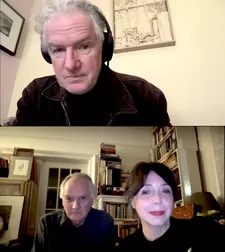 Mick Harvey (background artworks by Ann Holt, and Michelangelo Russo with Jennifer Jabu) with Ed Bahlman and Anne-Katrin Titze on William Friedkin’s The Birthday Party film (screenplay by Harold Pinter) and the name change: “We thought, yeah, that’s good. It’s actually connected with that.”