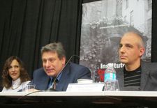 Paula Ortiz, Richard Peña, Pablo Berger at the Spanish Cinema Now press conference.
