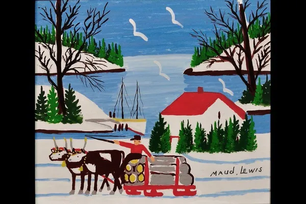 Oxen With Logs by Maud Lewis