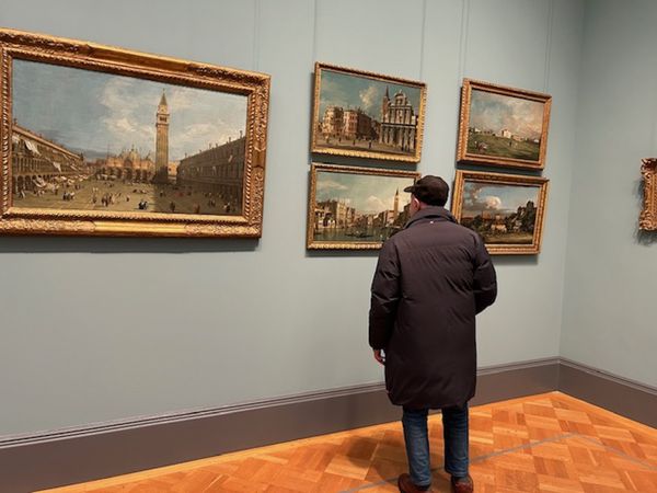 Auction director/screenwriter Pascal Bonitzer at The Metropolitan Museum of Art in New York exhibition Look Again: European Paintings 1300–1800