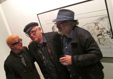 Paul Shaffer and Ralph Steadman with Hal Willner at the For No Good Reason reception, hosted by Sony Pictures Classic