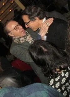 Peter Bogdanovich congratulates David O. Russell.